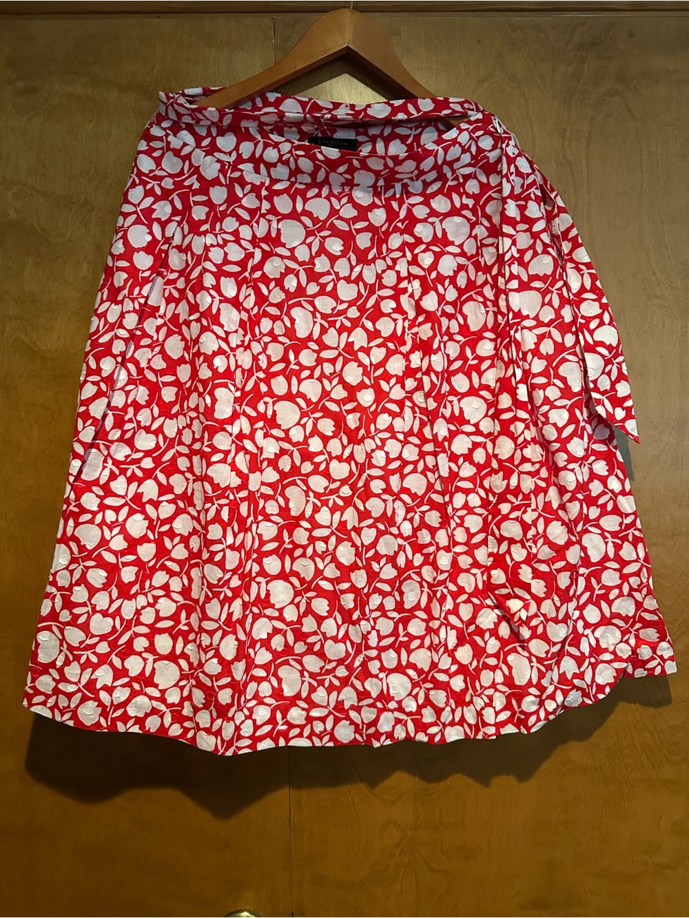 Talbots Red and White Floral Circle Skirt